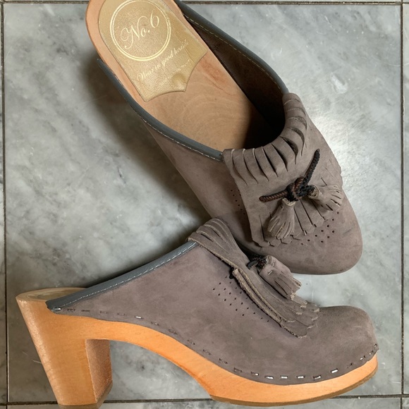 No. 6 Shoes - NO.6 Double Kiltie Clog with tassels in Gray 37